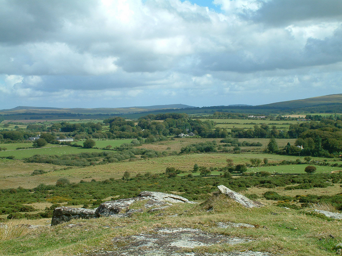 Looking east from Hartland Tor with Hamel Down in the distance